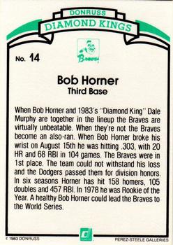 1984 Donruss #14 Bob Horner Back