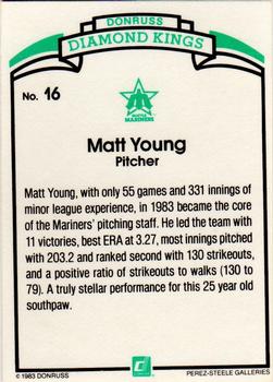 1984 Donruss #16 Matt Young Back