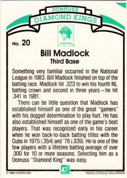 1984 Donruss #20 Bill Madlock Back