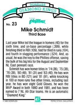 1984 Donruss #23 Mike Schmidt Back