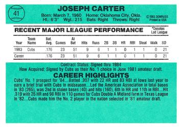 1984 Donruss #41 Joe Carter Back
