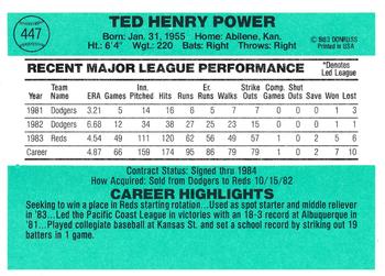 1984 Donruss #447 Ted Power Back