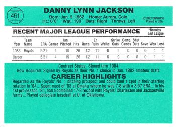1984 Donruss #461 Danny Jackson Back