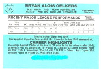 1984 Donruss #486 Bryan Oelkers Back