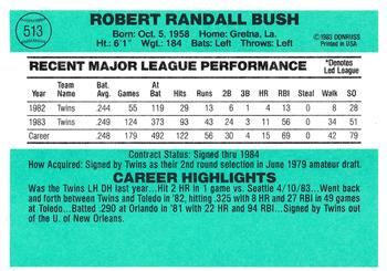1984 Donruss #513 Randy Bush Back