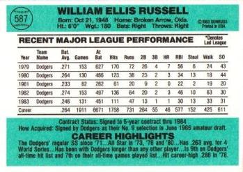 1984 Donruss #587 Bill Russell Back