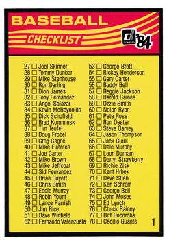 1984 Donruss #1 Checklist: 27-130 Front