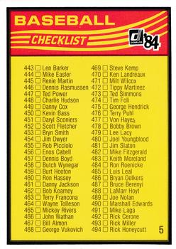 1984 Donruss #5 Checklist: 443-546 Front