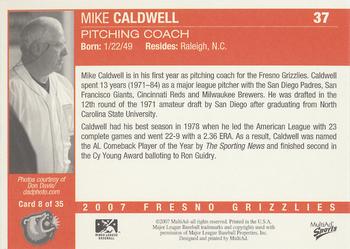 2007 MultiAd Fresno Grizzlies #8 Mike Caldwell Back