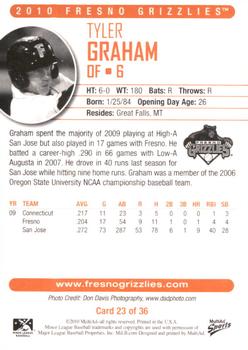 2010 MultiAd Fresno Grizzlies #23 Tyler Graham Back