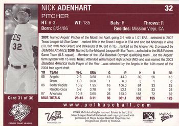 2008 MultiAd Pacific Coast League Top Prospects #31 Nick Adenhart Back