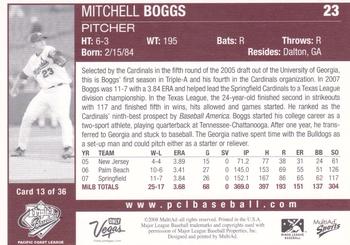 2008 MultiAd Pacific Coast League Top Prospects #13 Mitchell Boggs Back