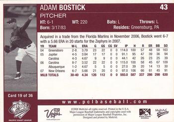 2008 MultiAd Pacific Coast League Top Prospects #19 Adam Bostick Back