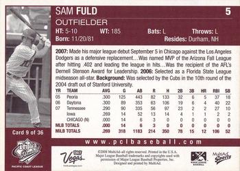 2008 MultiAd Pacific Coast League Top Prospects #9 Sam Fuld Back