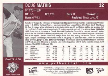 2008 MultiAd Pacific Coast League Top Prospects #21 Doug Mathis Back