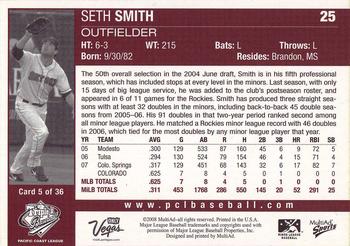 2008 MultiAd Pacific Coast League Top Prospects #5 Seth Smith Back