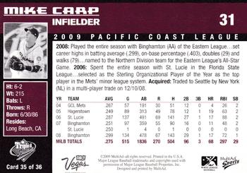 2009 MultiAd Pacific Coast League Top Prospects #35 Mike Carp Back