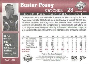 2010 MultiAd Pacific Coast League Top Prospects #1 Buster Posey Back