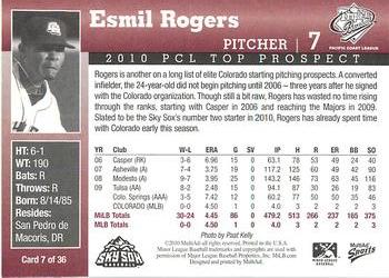 2010 MultiAd Pacific Coast League Top Prospects #7 Esmil Rogers Back