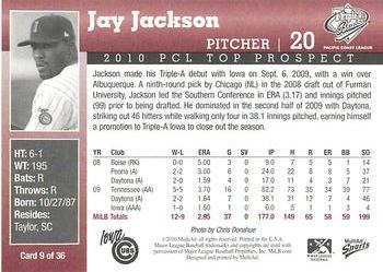 2010 MultiAd Pacific Coast League Top Prospects #9 Jay Jackson Back