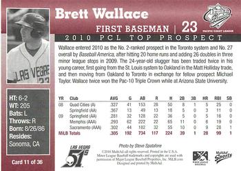 2010 MultiAd Pacific Coast League Top Prospects #11 Brett Wallace Back