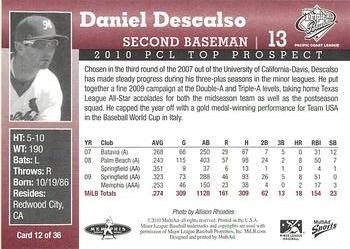 2010 MultiAd Pacific Coast League Top Prospects #12 Daniel Descalso Back