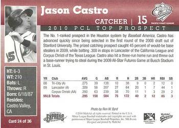 2010 MultiAd Pacific Coast League Top Prospects #24 Jason Castro Back