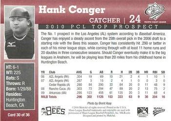 2010 MultiAd Pacific Coast League Top Prospects #30 Hank Conger Back