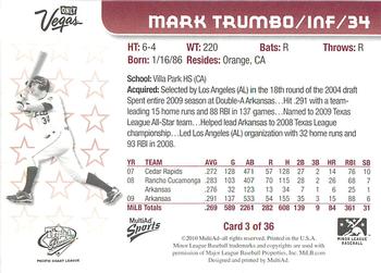 2010 MultiAd Pacific Coast League All-Stars #3 Mark Trumbo Back