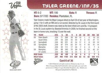 2010 MultiAd Pacific Coast League All-Stars #6 Tyler Greene Back