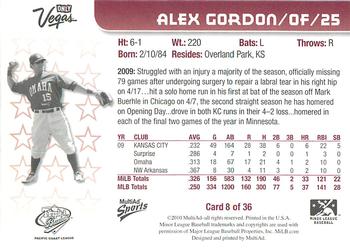 2010 MultiAd Pacific Coast League All-Stars #8 Alex Gordon Back