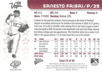 2010 MultiAd Pacific Coast League All-Stars #13 Ernesto Frieri Back