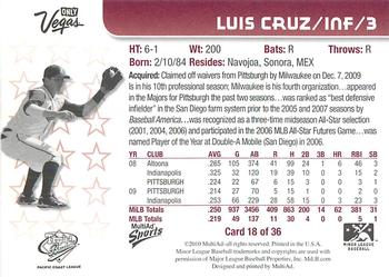 2010 MultiAd Pacific Coast League All-Stars #18 Luis Cruz Back