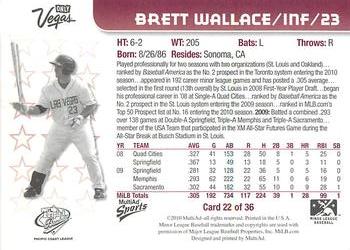 2010 MultiAd Pacific Coast League All-Stars #22 Brett Wallace Back