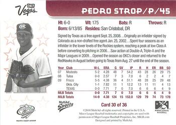 2010 MultiAd Pacific Coast League All-Stars #30 Pedro Strop Back