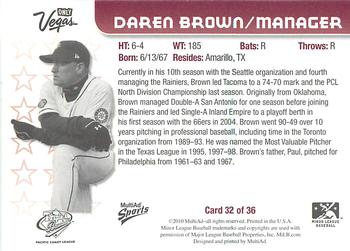 2010 MultiAd Pacific Coast League All-Stars #32 Daren Brown Back