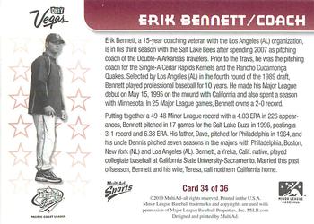 2010 MultiAd Pacific Coast League All-Stars #34 Erik Bennett Back