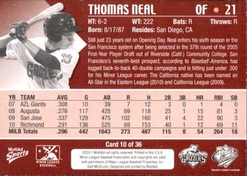 2011 MultiAd Pacific Coast League Top Prospects #10 Thomas Neal Back