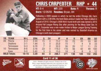 2011 MultiAd Pacific Coast League Top Prospects #11 Chris J. Carpenter Back