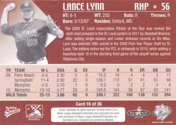 2011 MultiAd Pacific Coast League Top Prospects #16 Lance Lynn Back