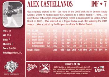 2012 MultiAd Pacific Coast League Top Prospects #1 Alex Castellanos Back