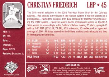 2012 MultiAd Pacific Coast League Top Prospects #3 Christian Friedrich Back