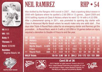 2012 MultiAd Pacific Coast League Top Prospects #26 Neil Ramirez Back