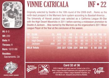 2012 MultiAd Pacific Coast League Top Prospects #32 Vinnie Catricala Back