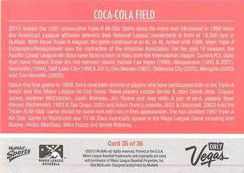 2012 MultiAd Pacific Coast League All-Stars #35 Coca-Cola Field Back