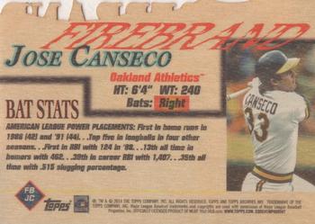 2014 Topps Archives - Firebrand #FB-JC Jose Canseco Back