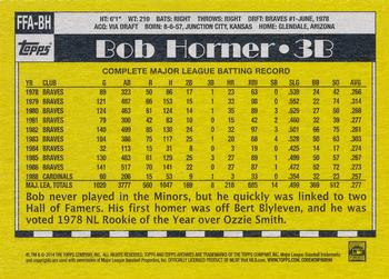 2014 Topps Archives - Fan Favorite Autographs #FFA-BH Bob Horner Back