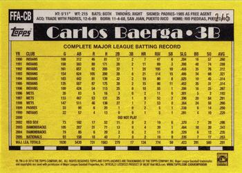 2014 Topps Archives - Fan Favorite Autographs #FFA-CB Carlos Baerga Back