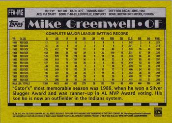 2014 Topps Archives - Fan Favorite Autographs #FFA-MG Mike Greenwell Back