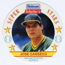 1989 Holsum Schafers Discs #5 Jose Canseco Front